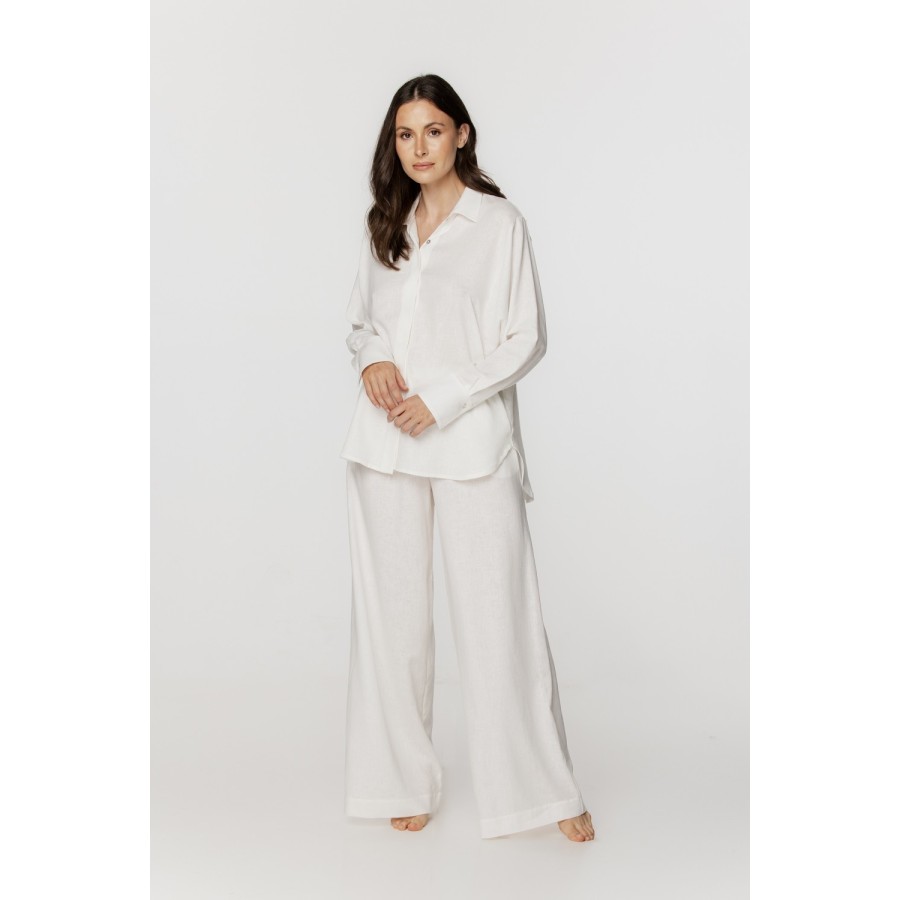 Conjunto dos piezas lino rayón blanco holgado